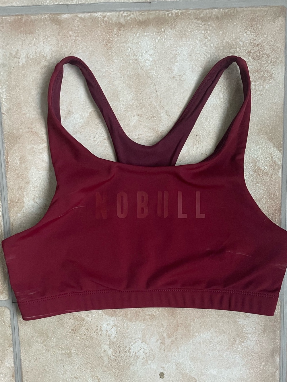 NOBULL drive racerback hybrid training sports bra, burgandy; S